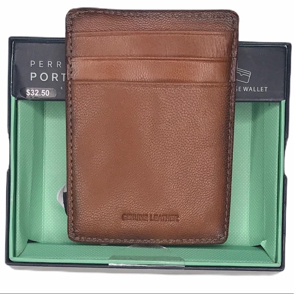 Perry Ellis Portfolio Card Case Wallet Tobacco - Picture 2 of 4